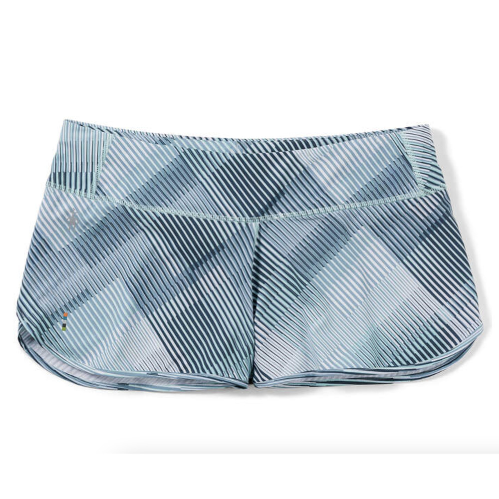 Smartwool Women's XL Merino Sport Lined Running Shorts | Aqua Blue Plaid NWT